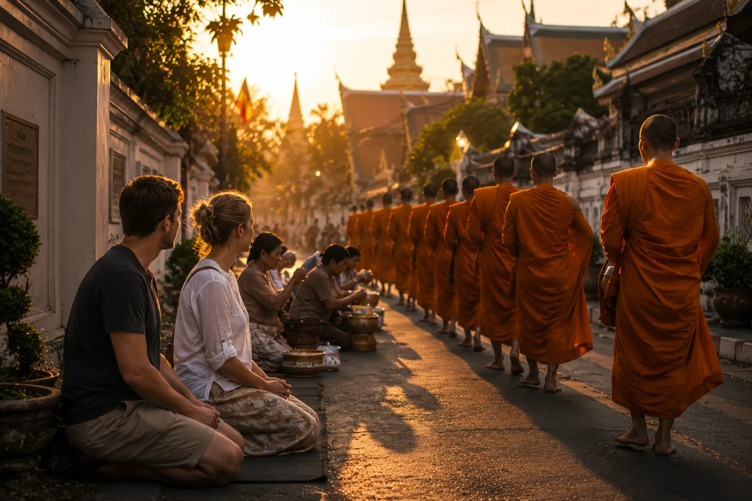 Sunrise Almsgiving in Old Bangkok — private tour with Monika